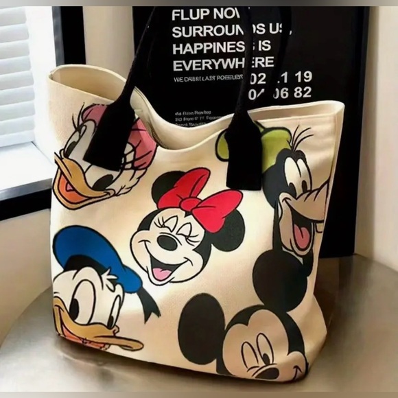 Disney Handbags - Disney Tote Bag with Mickey and Friends - Cream and Black